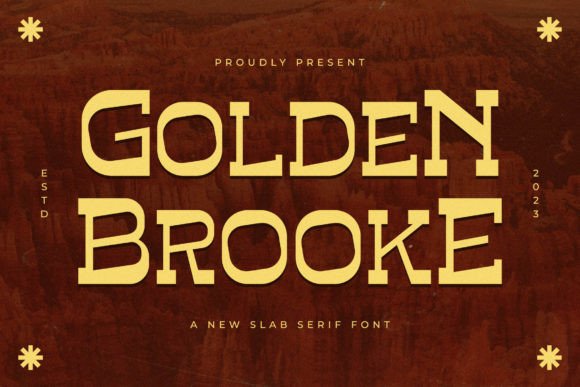 Golden Brooke: A Rugged Slab Serif Font for Luxury Branding